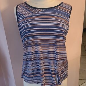 Espresso Striped Tank Top in Blue and White Size Med